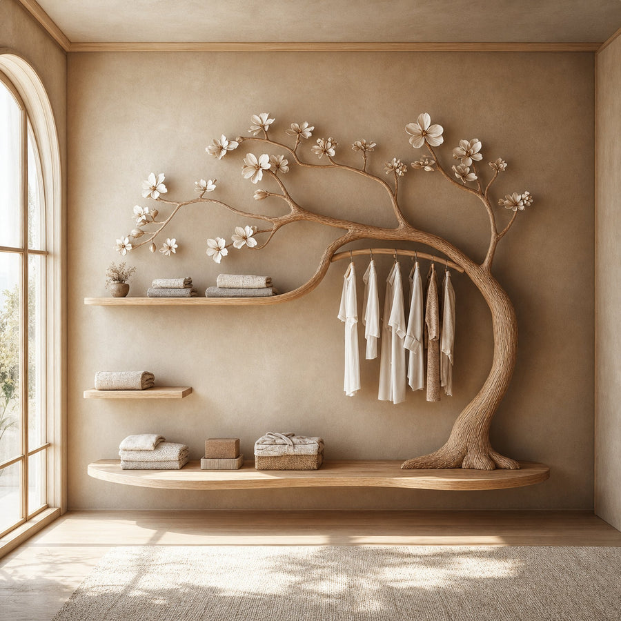 Rustic Tree Wardrobe Solid Wood Handcrafted Bedroom Storage