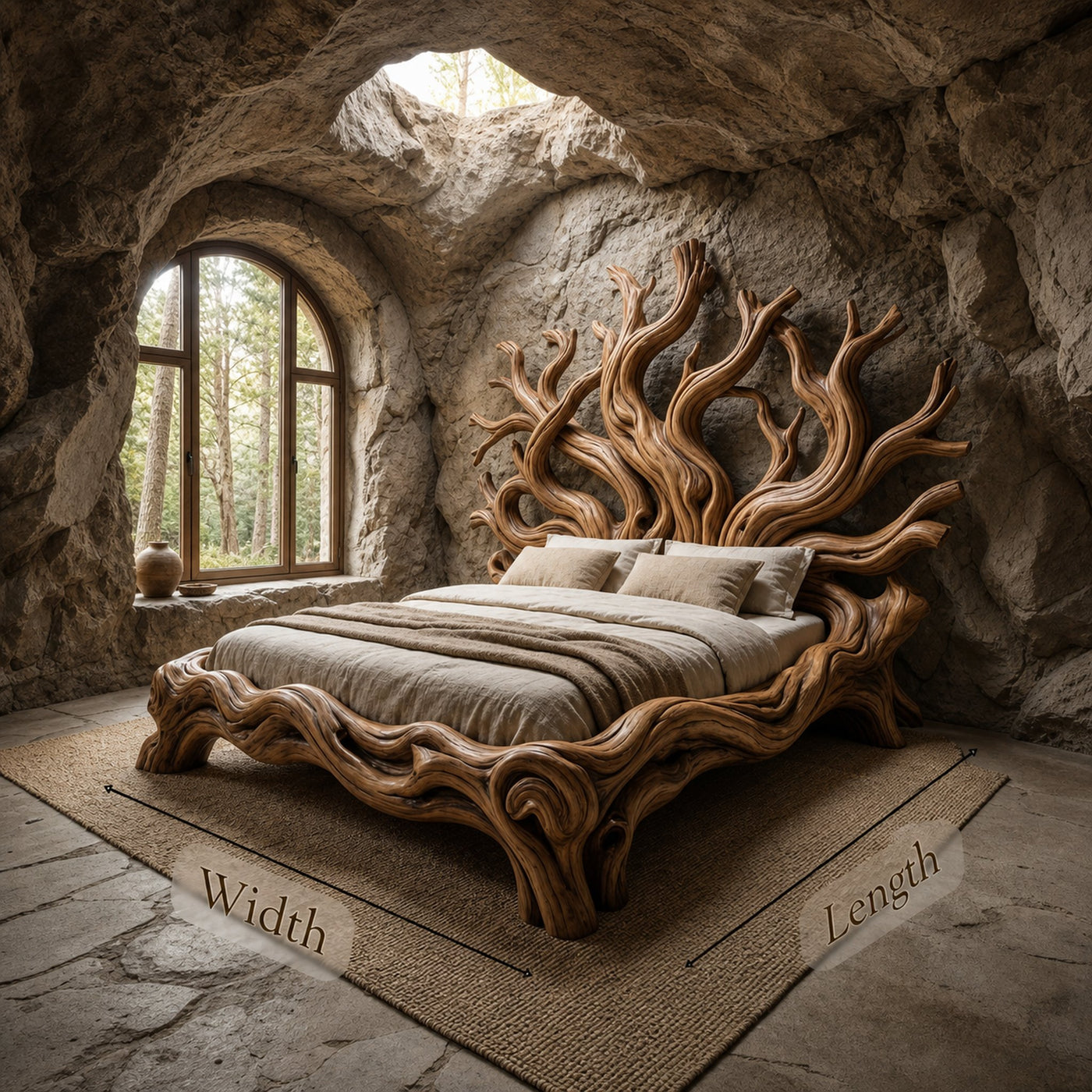 Rustic Tree shelf Bed Frame For Bedroom Or Private Room - product view 6