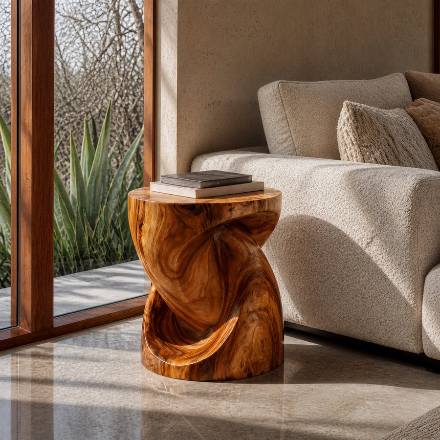 Rustic Twisted Wood Beside Table For Living Room
