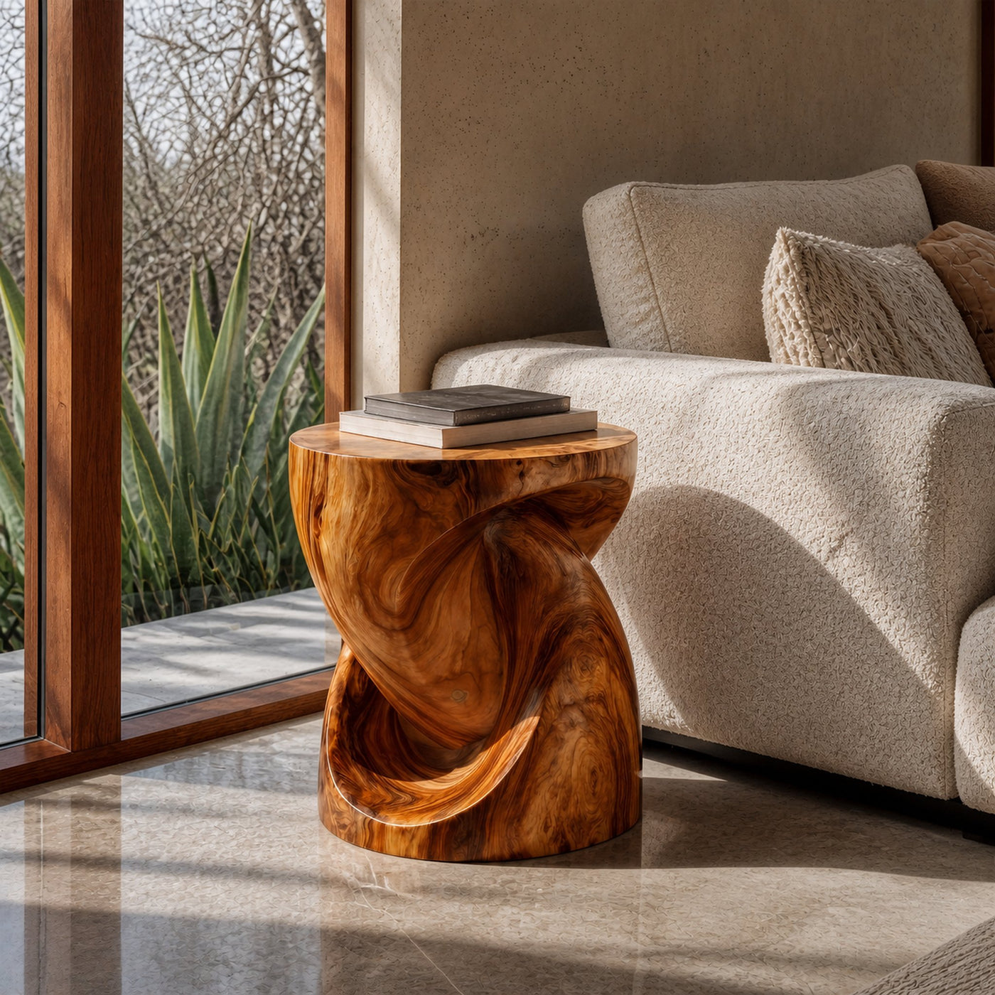 Rustic Twisted Wood Beside Table For Living Room