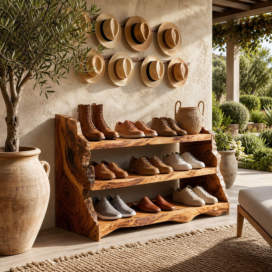 Rustic Vertical Shoe Rack For Cabin Entryway Storage Section
