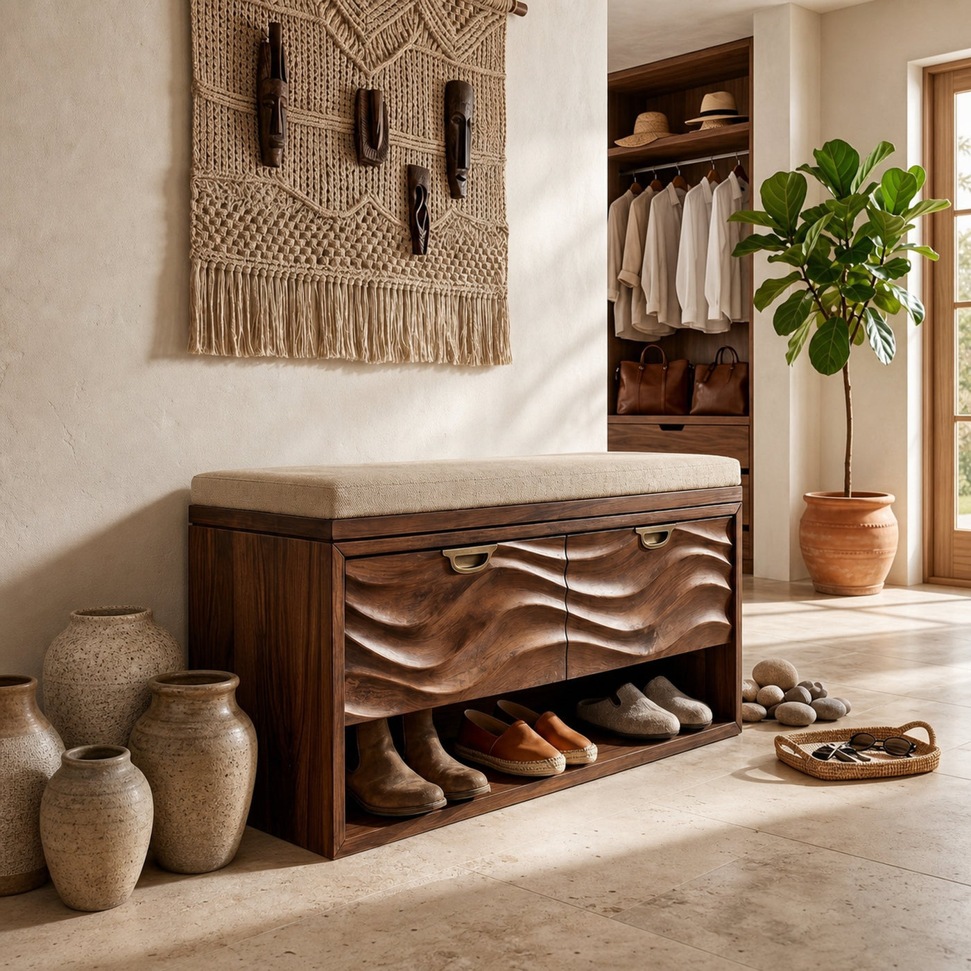 Rustic Vertical Shoe Rack For Cabin Entryway Storage Section - product view 7