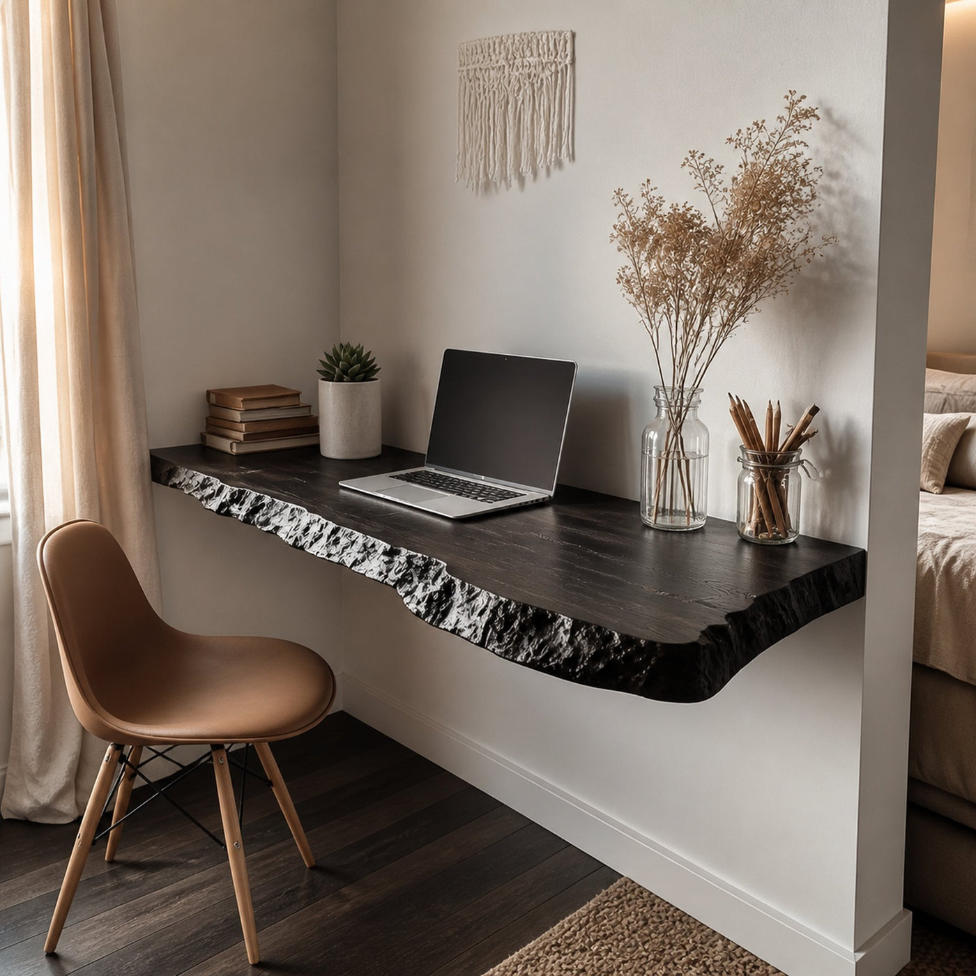 Rustic Wall Mounted Desk For Bedroom Or Studio Space