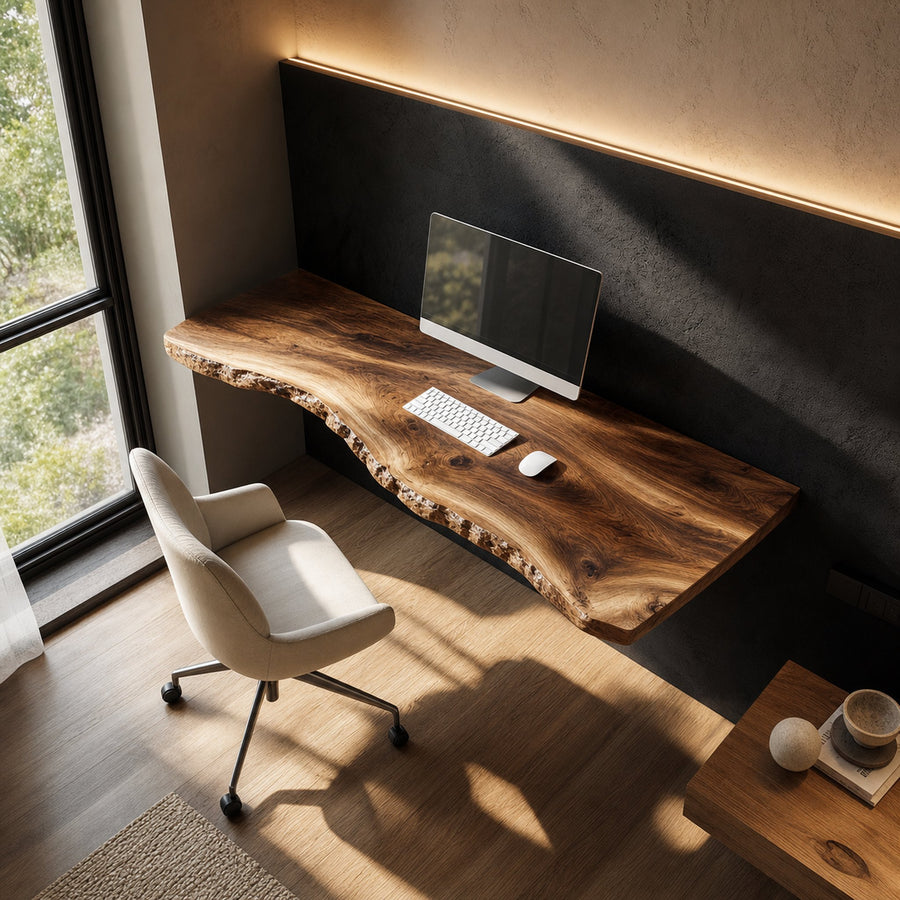 Rustic Wall Mounted Desk For Home Office And Minimal Interior