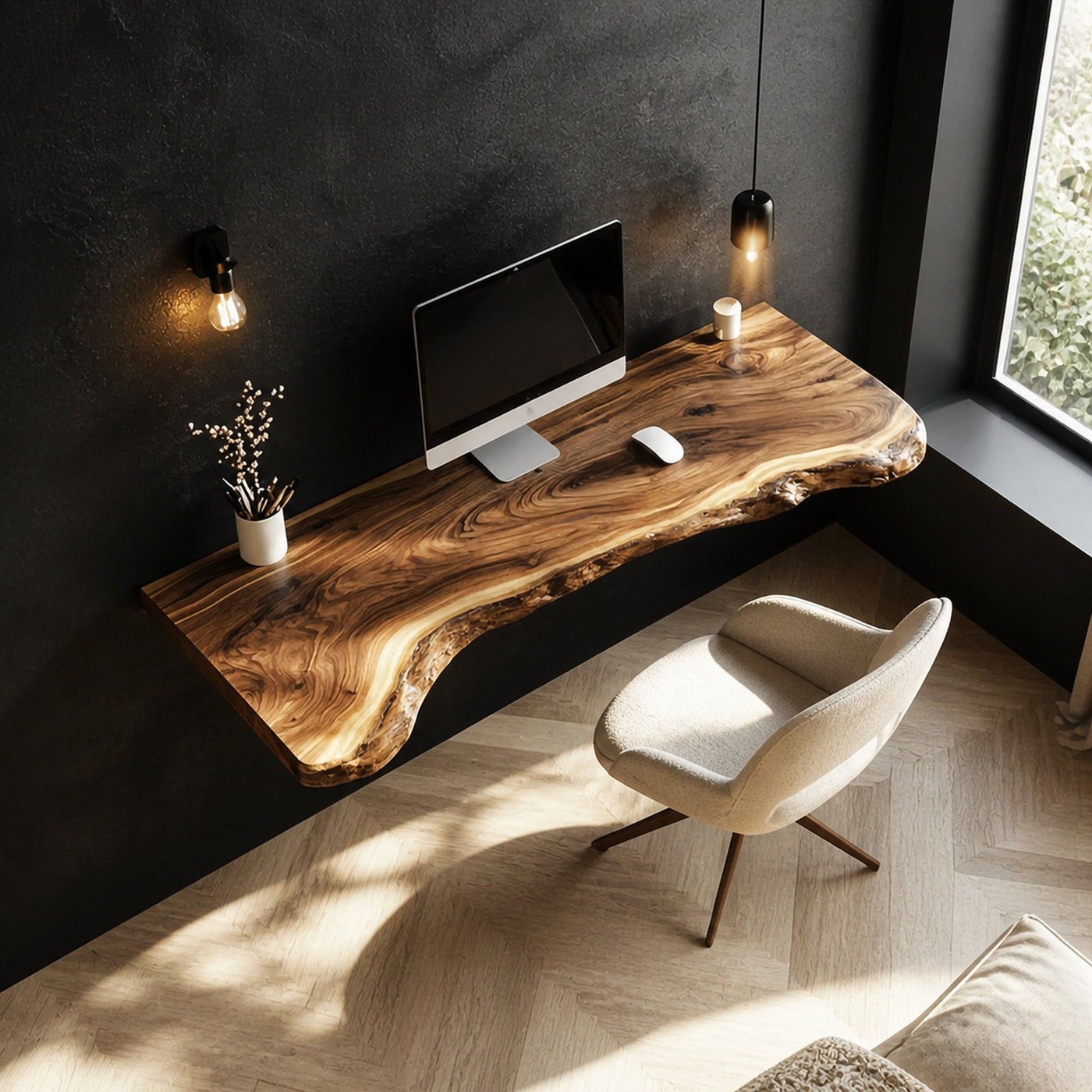 Rustic Wall Mounted Desk For Home Office And Small Room