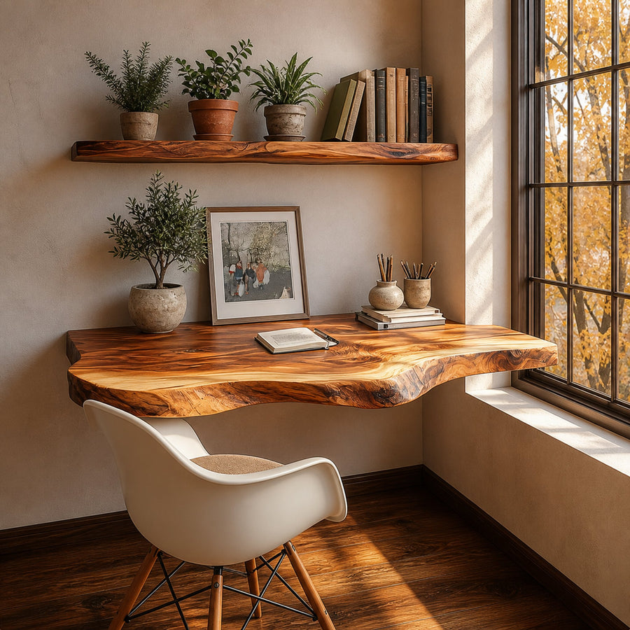 Rustic Wall Mounted Study Desk Shelf Living Room