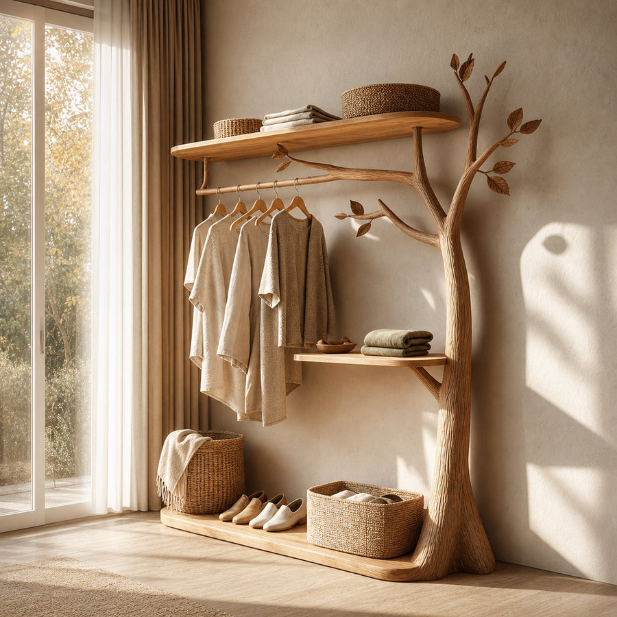 Rustic Wardrobe Rack Entryway Mudroom Storage