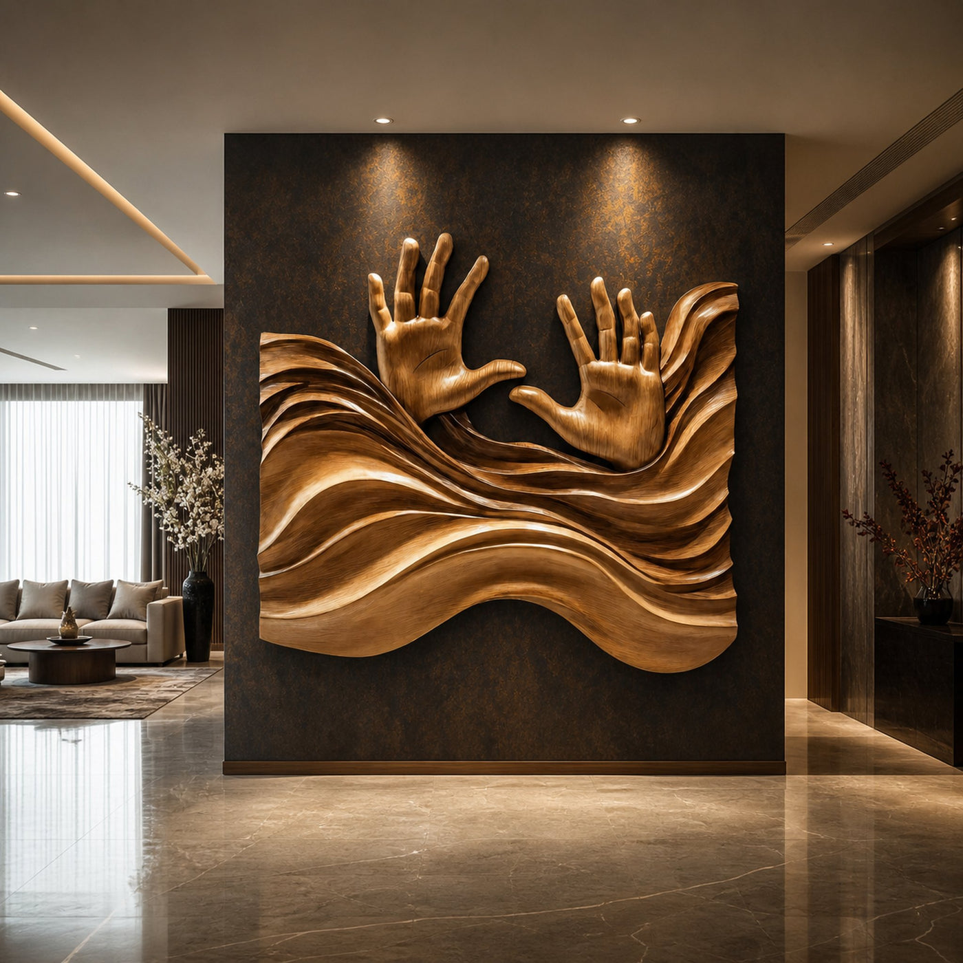 Rustic Wood Wall Sculpture For Living Room Cozy Style