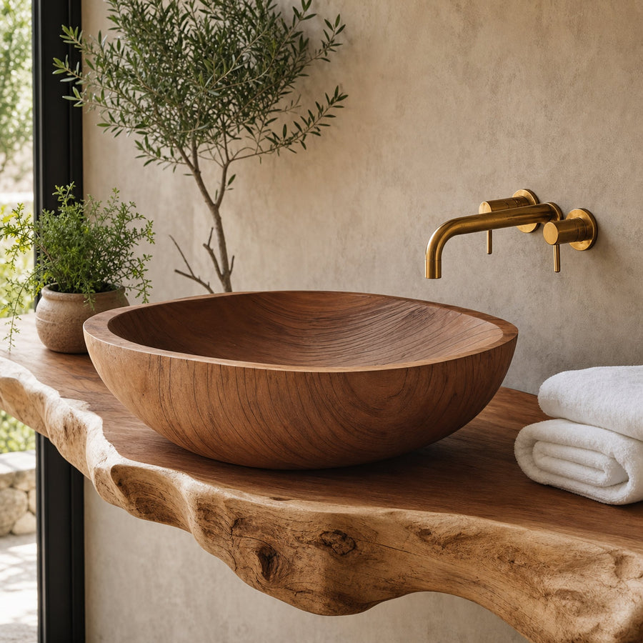 Rustic Wood Wash Basin For Cozy Bathroom Vanity Decor