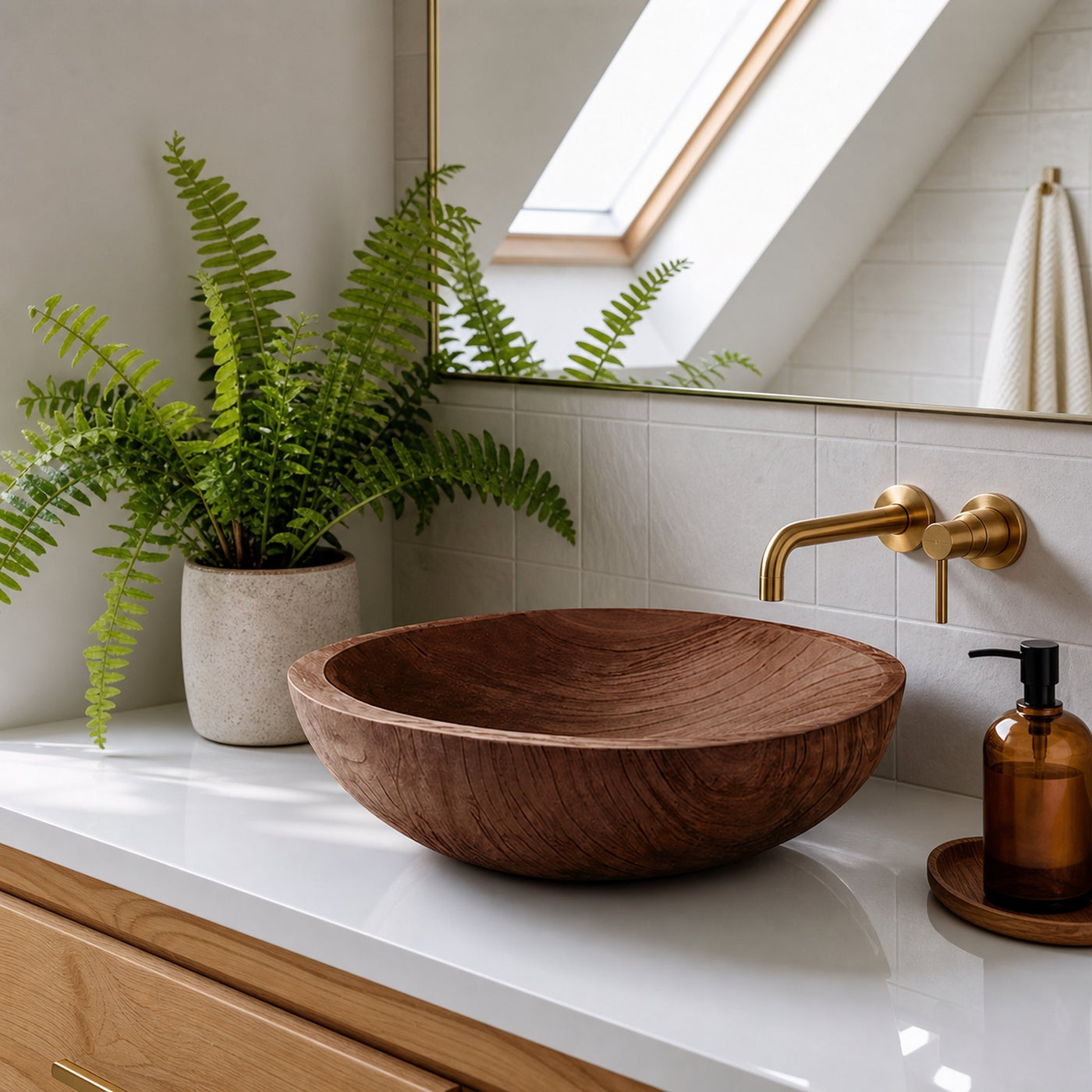 Rustic Wood Wash Basin For Cozy Bathroom Vanity Decor - product view 7