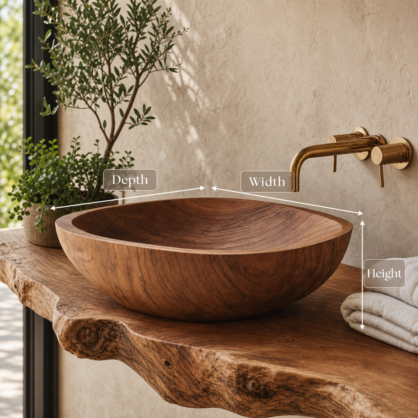 Rustic Wood Wash Basin For Cozy Bathroom Vanity Decor - product view 8