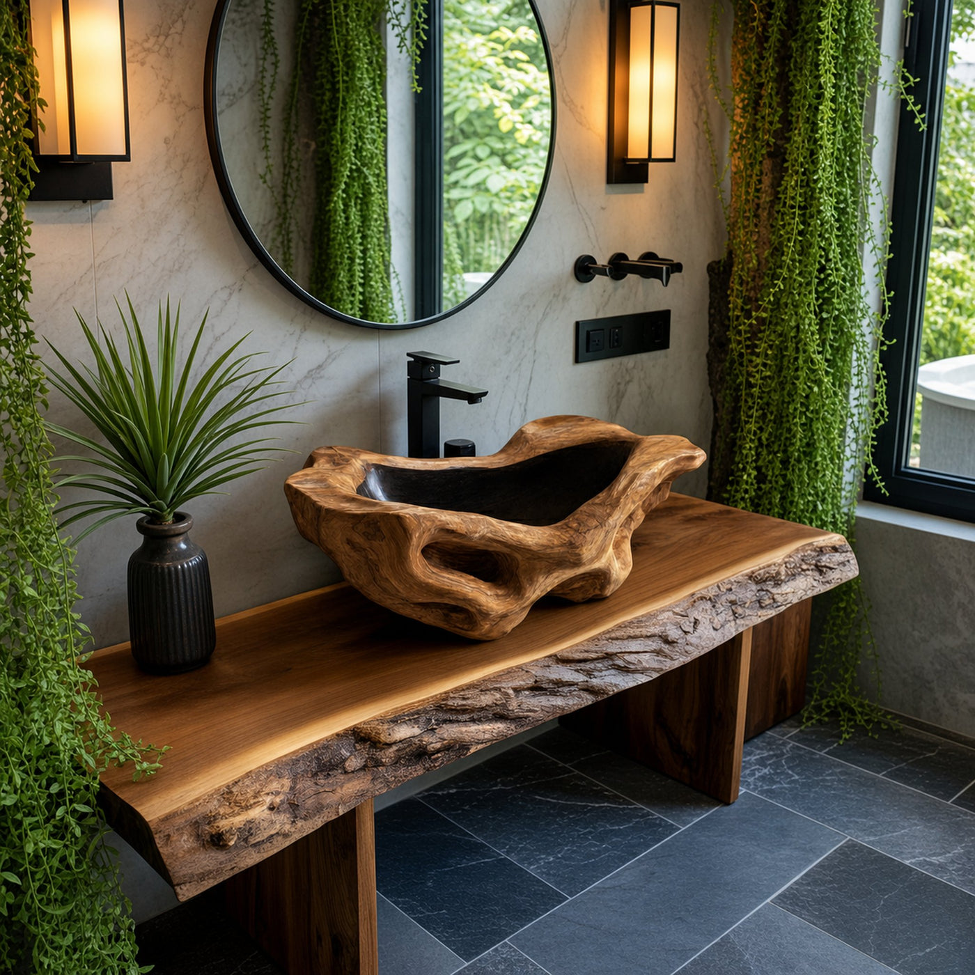 Rustic Wood Wash Basin For Vintage Bathroom - product view 6