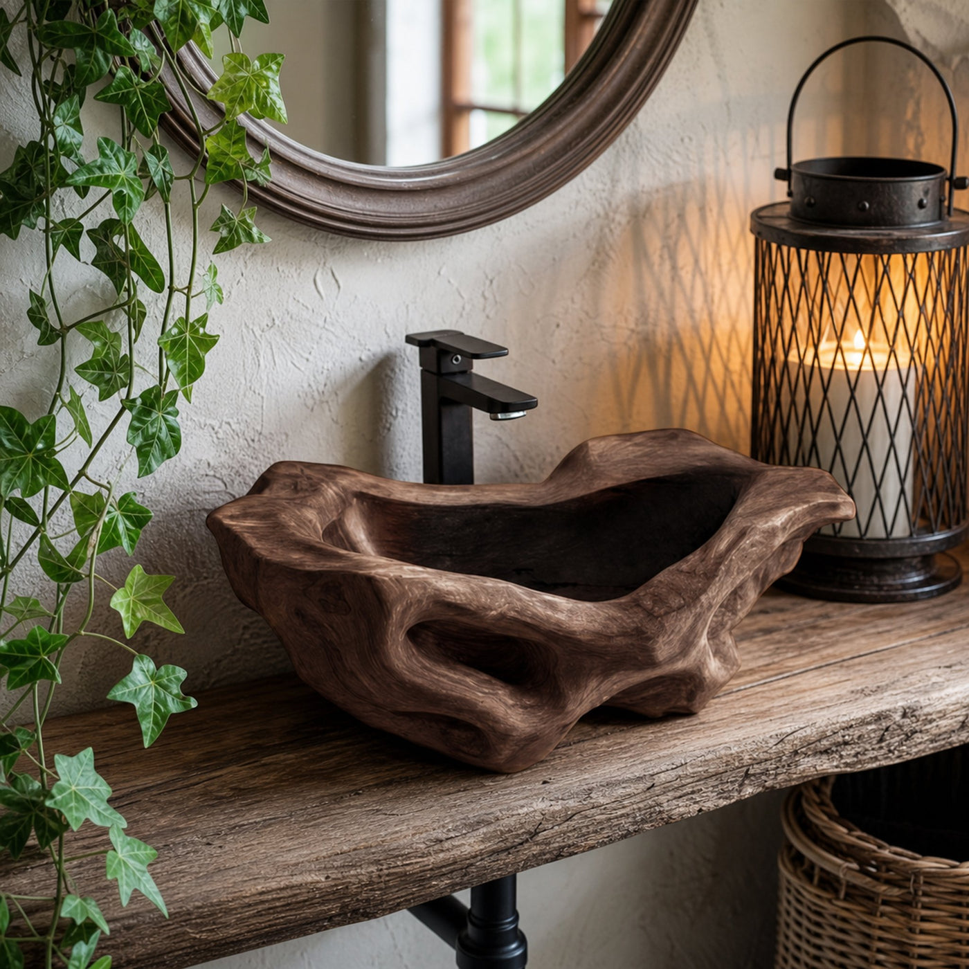 Rustic Wood Wash Basin For Vintage Bathroom - product view 7