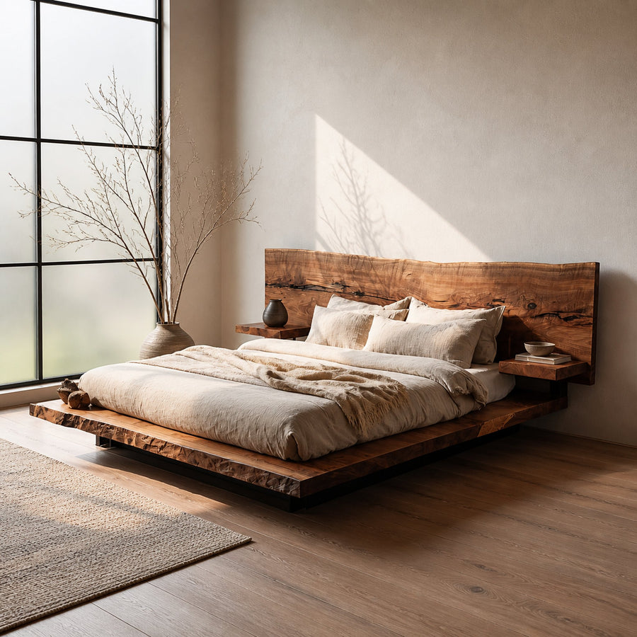 Rustic Wooden Bedframe Farmhouse Bedroom