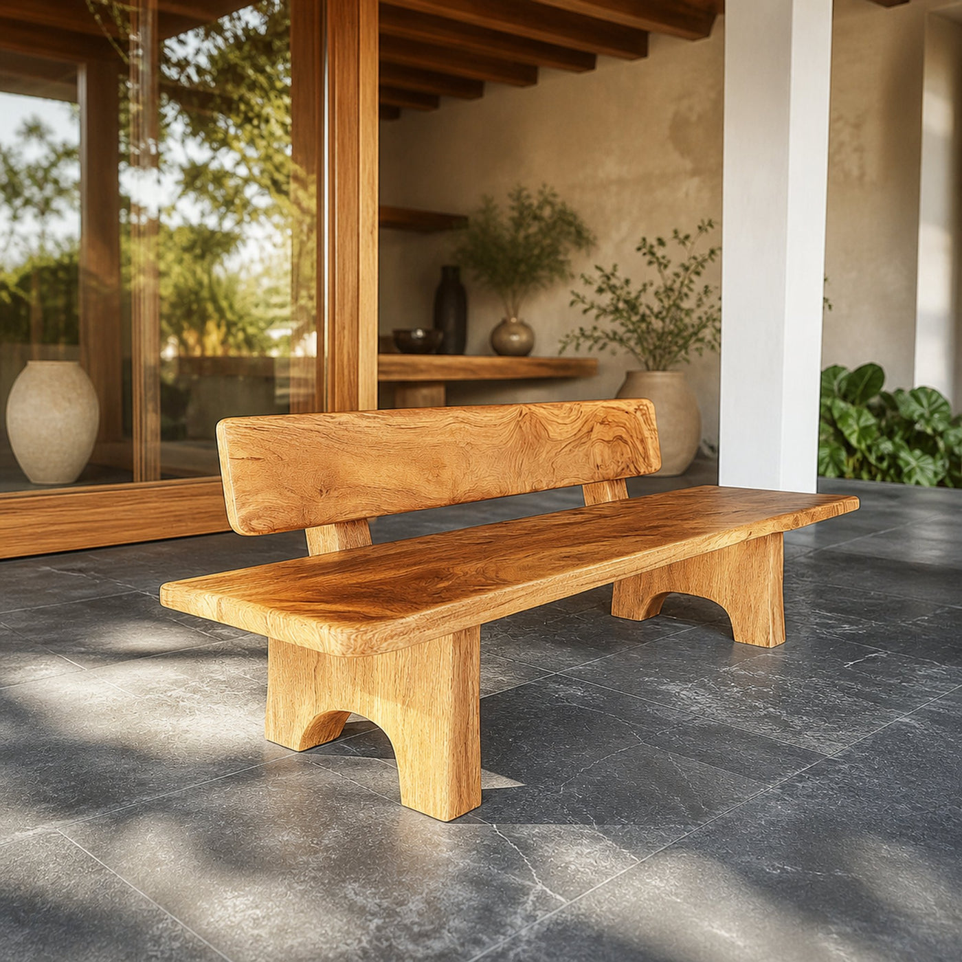 Rustic Wooden Bench For Living Room Or Entryway
