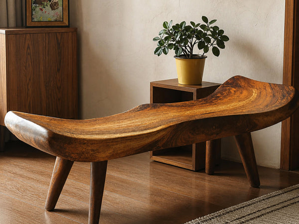 Rustic Wooden Bench With Simple Design For Home Comfort