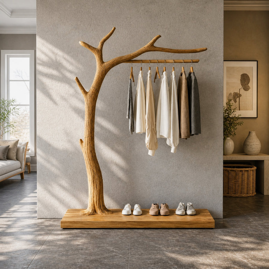 Rustic Wooden Coat Rack Entryway Interior