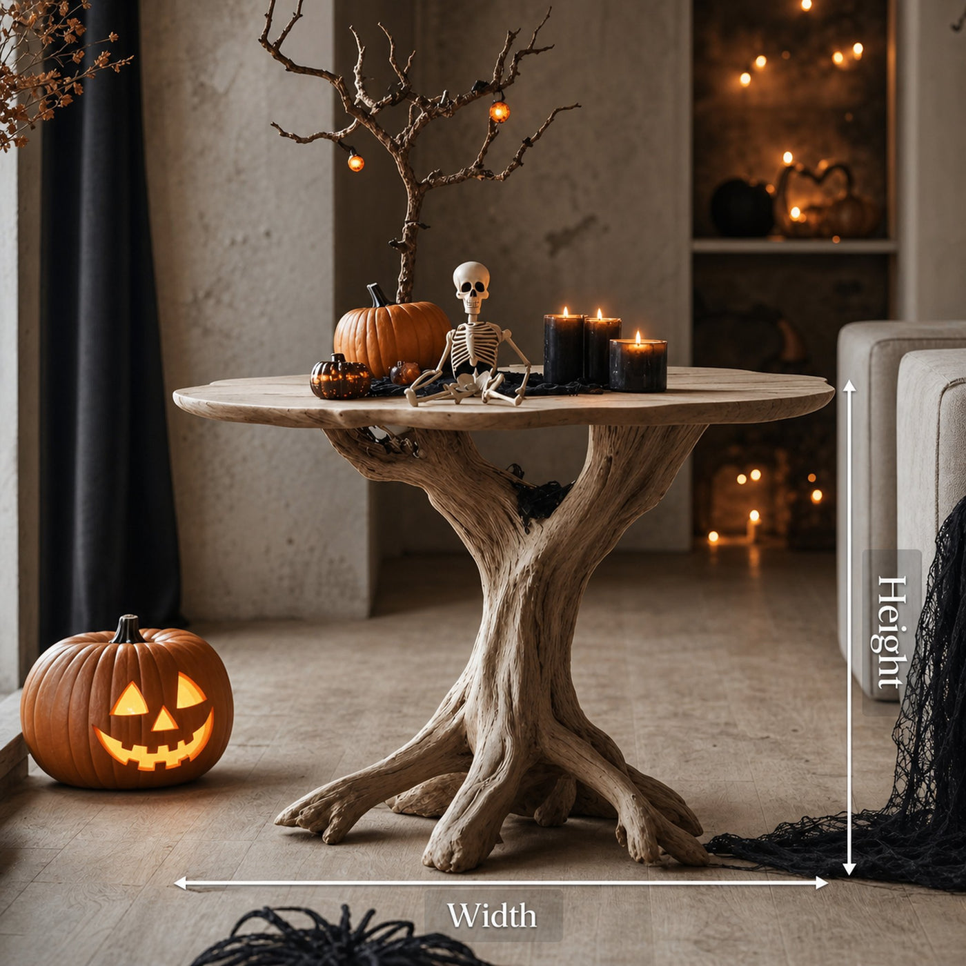 Rustic Wooden End Table For Entryway Design Halloween Wall Display - product view 8