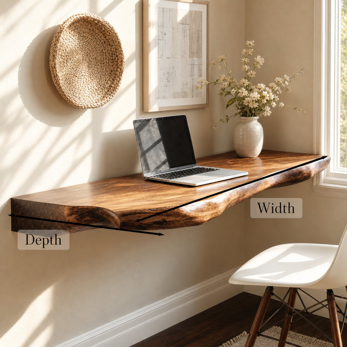 Rustic Wooden Floating Table For Beautiful Bedroom Setup - product view 6