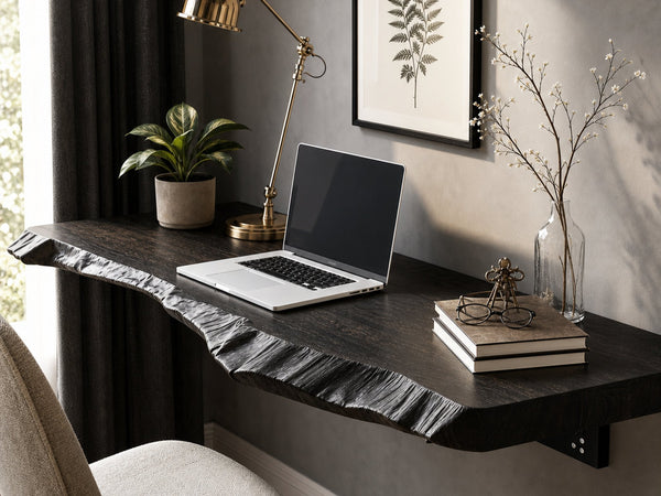 Rustic Wooden Floating Table For Bedroom Décor