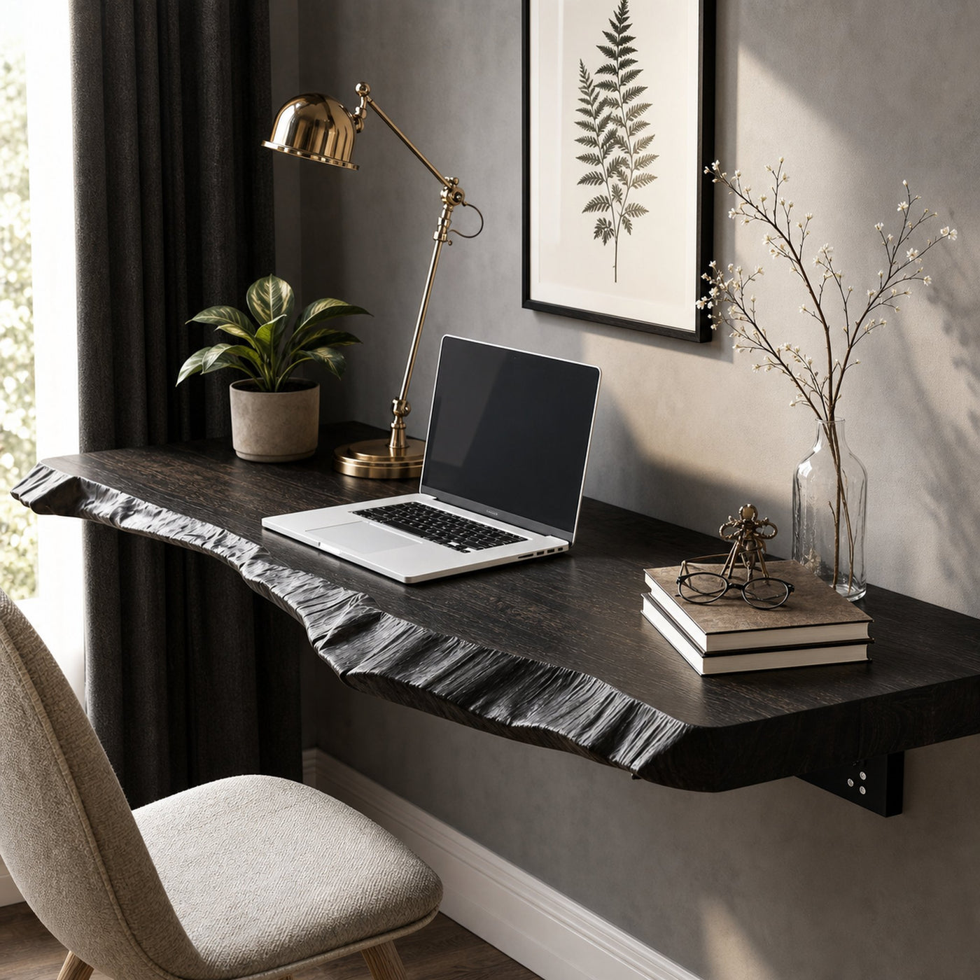 Rustic Wooden Floating Table For Bedroom Décor