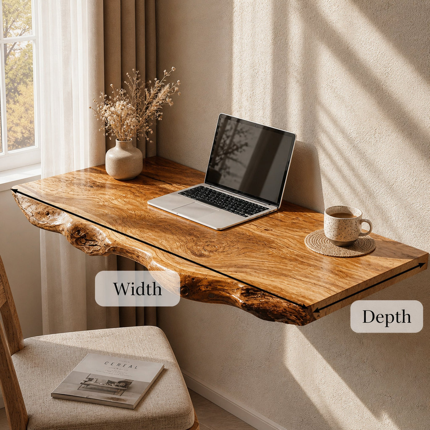 Rustic Wooden Floating Table For Comfort Oriented Bedroom Design - product view 6