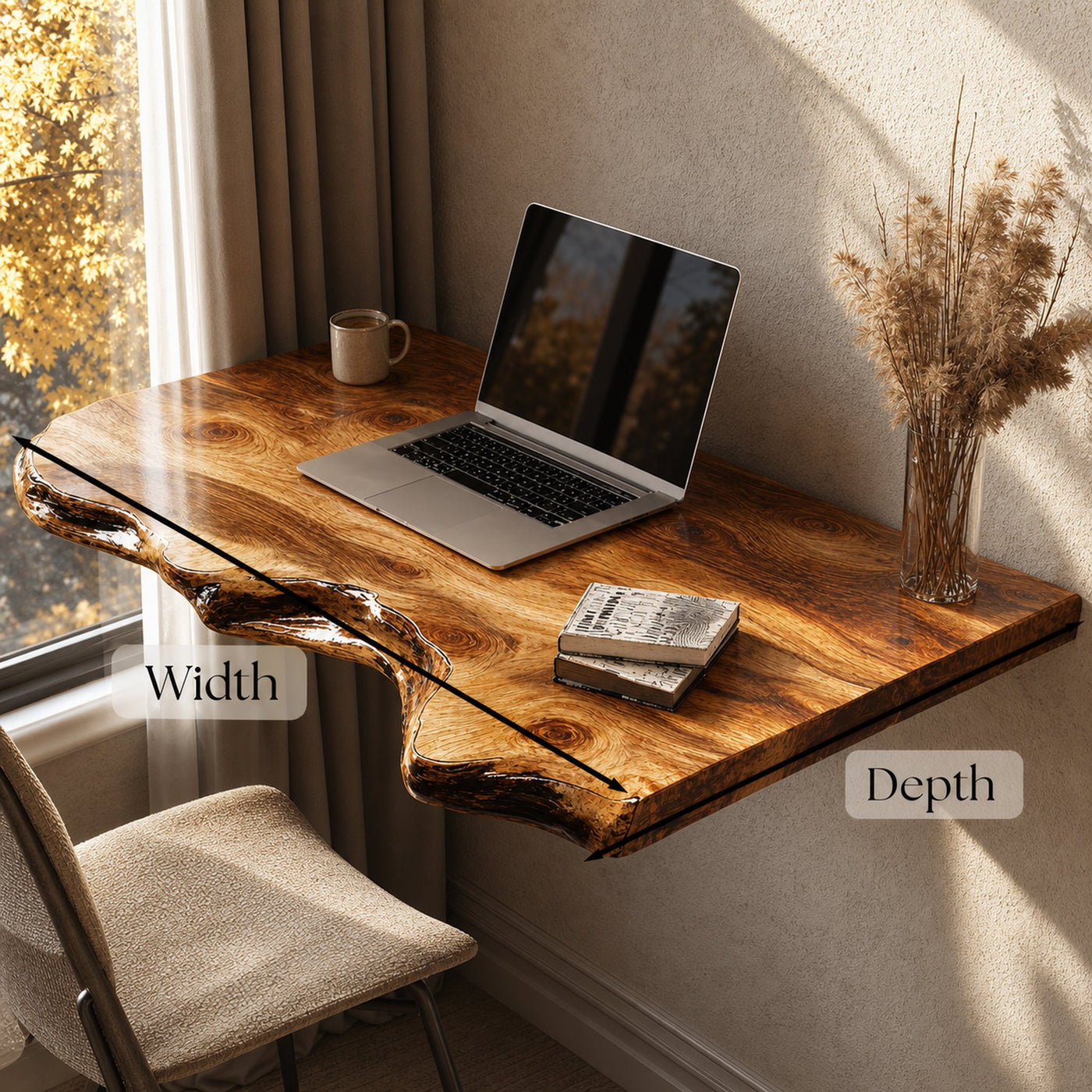 Rustic Wooden Floating Table For Harmonious Bedroom Furnishing - product view 6