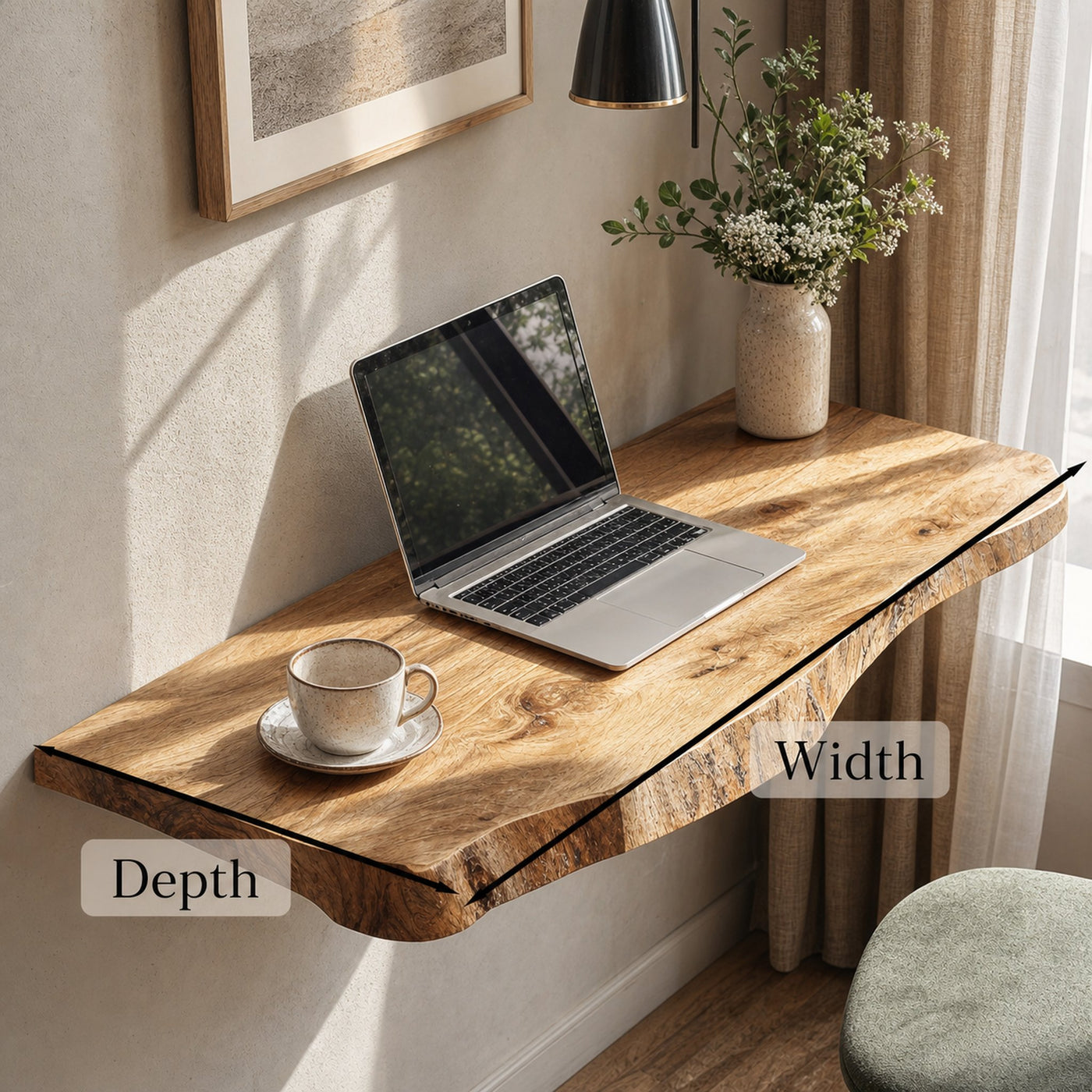 Rustic Wooden Floating Table For Serene Bedroom Inspiration - product view 6