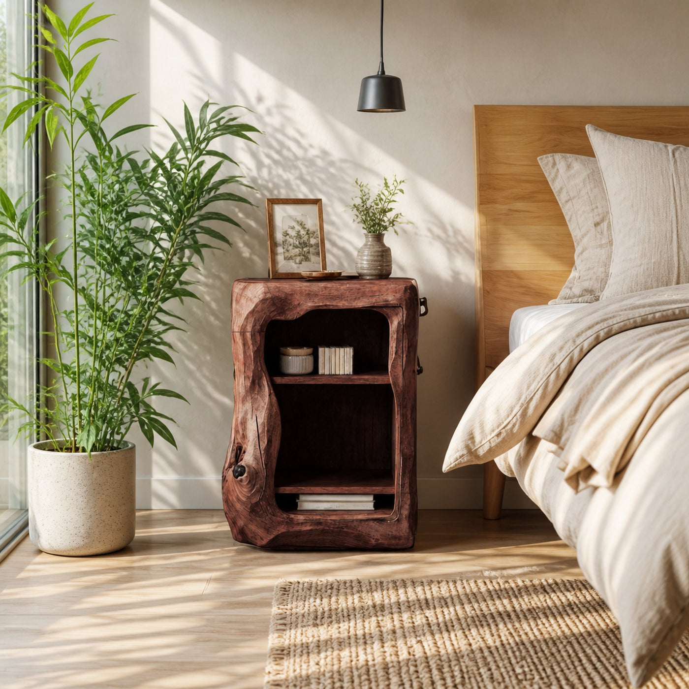 Rustic Wooden Nightstand Bedroom Furniture Essential - product view 6