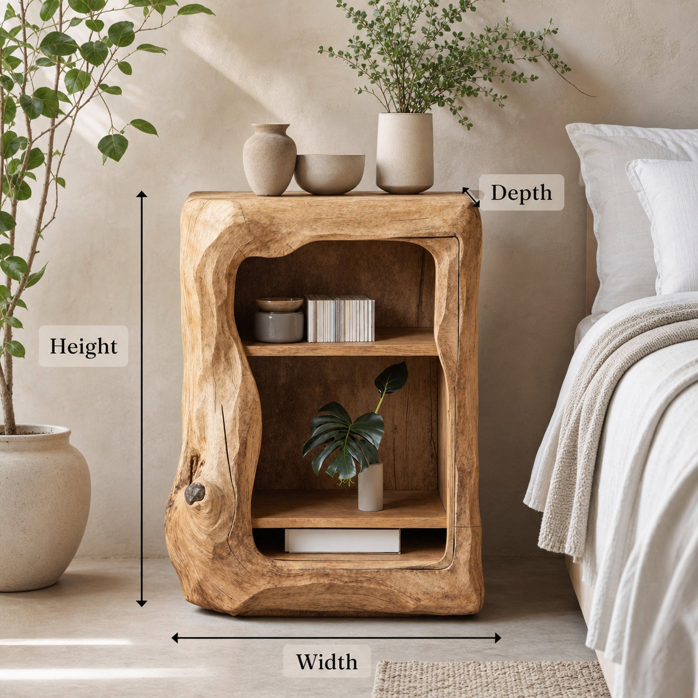 Rustic Wooden Nightstand Bedroom Furniture Essential - product view 7