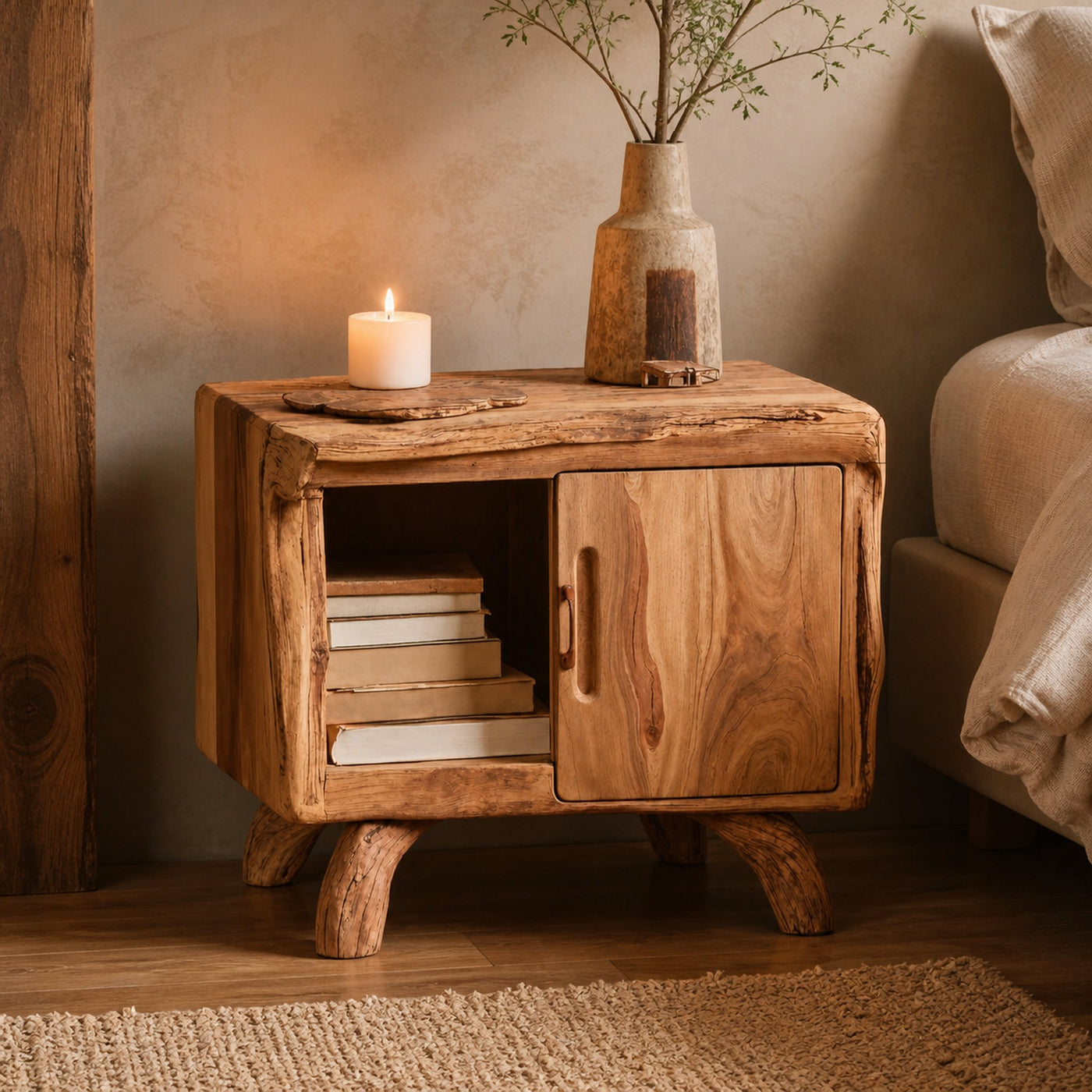 Rustic Wooden Nightstand For Cozy Bedroom Style