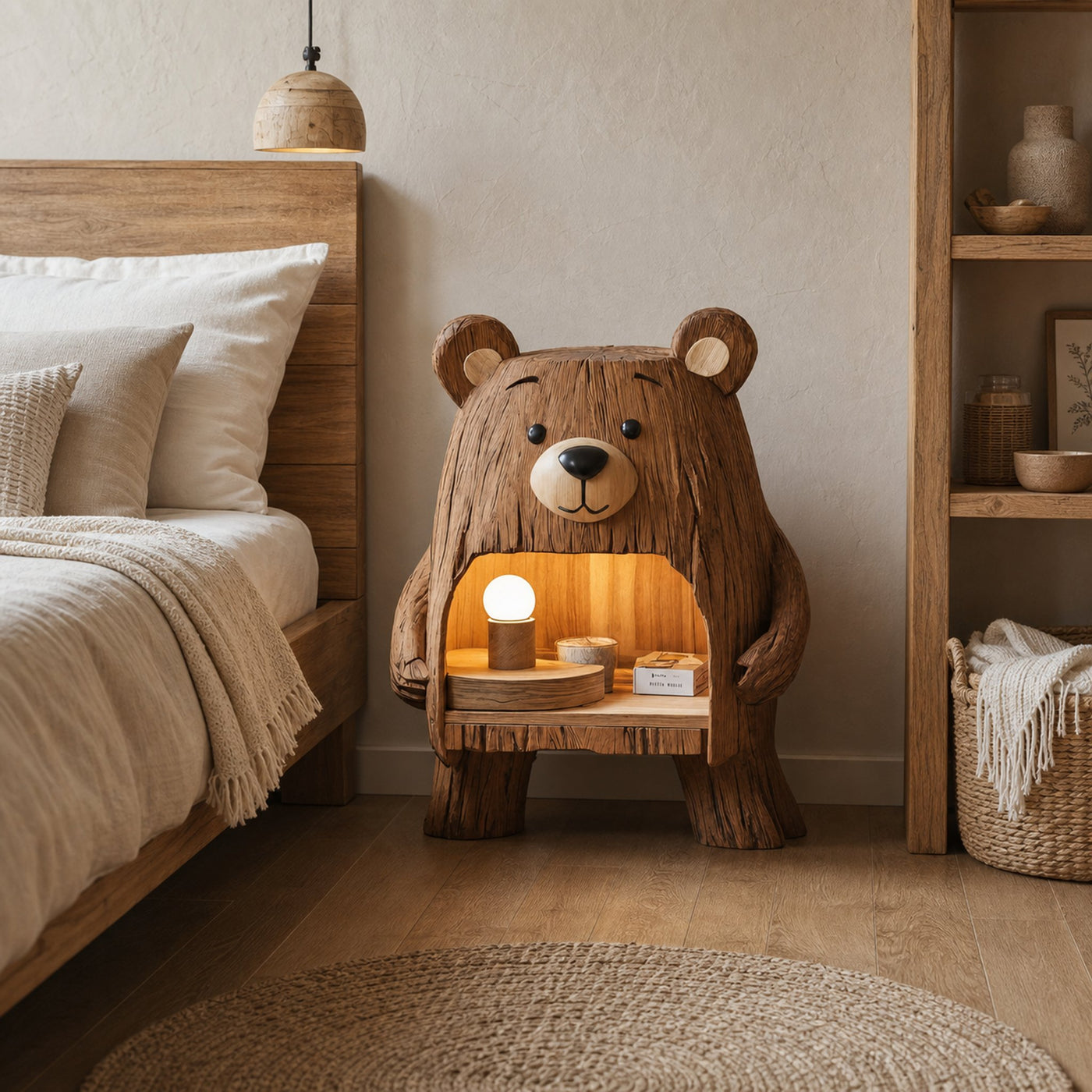 Rustic Wooden Nightstand For Stylish Bedroom Space