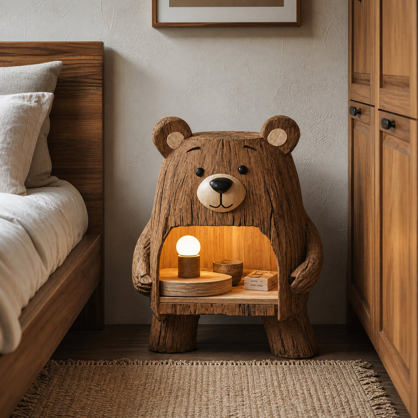 Rustic Wooden Nightstand For Stylish Bedroom Space - product view 6