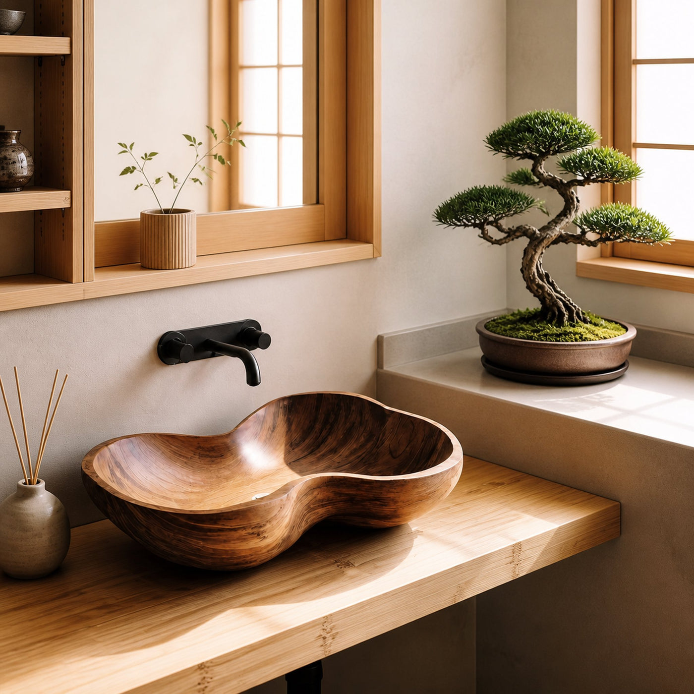 Rustic Wooden Vessel Sink For Eco Friendly Bathroom Look - product view 6