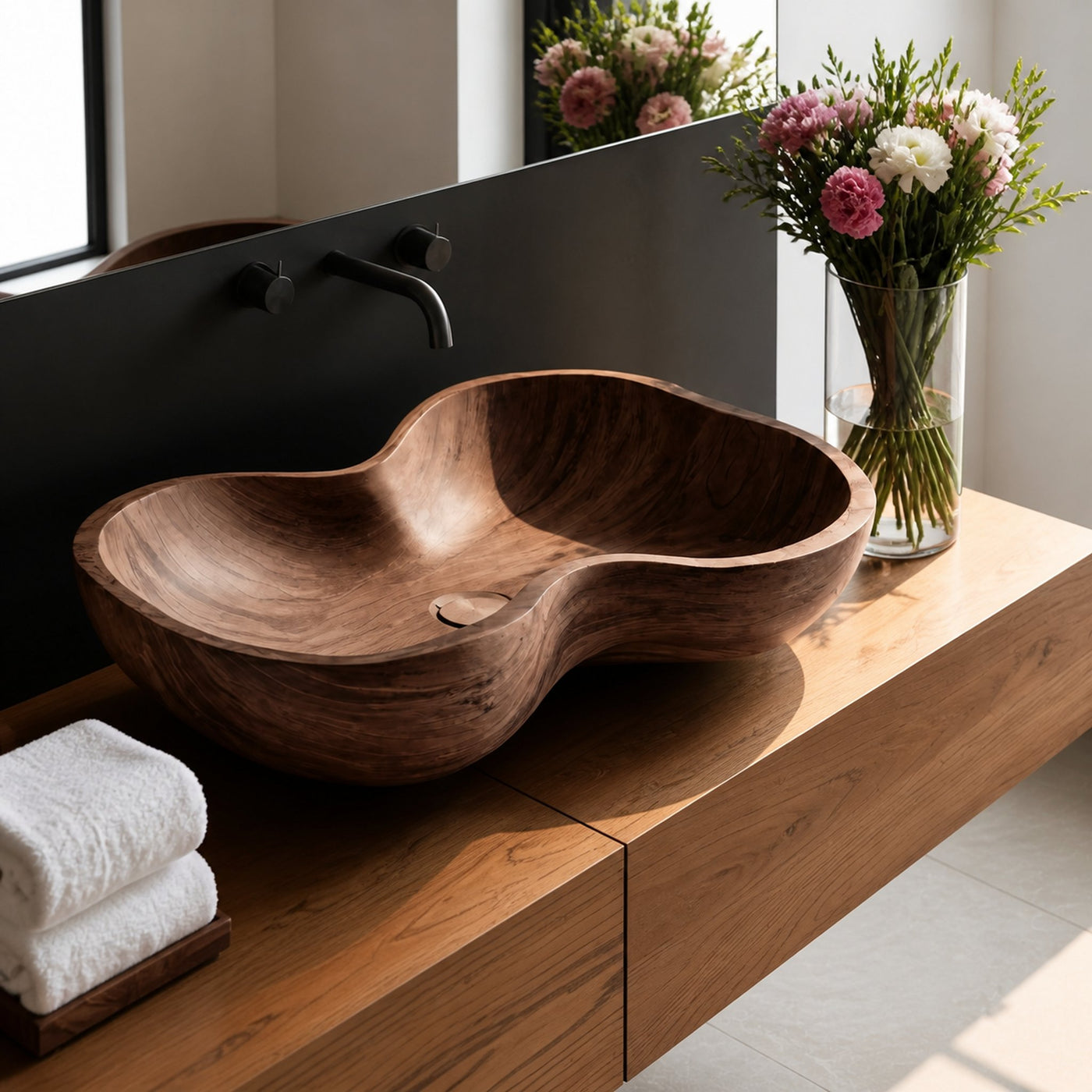 Rustic Wooden Vessel Sink For Eco Friendly Bathroom Look - product view 7