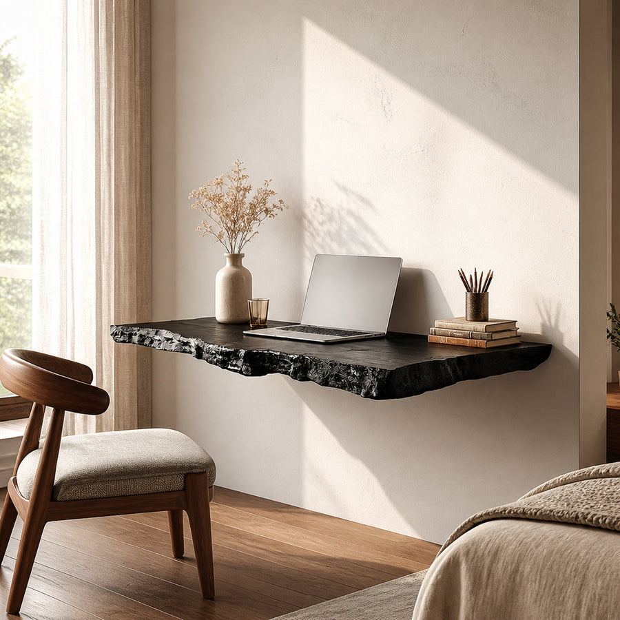 Rustic Work Floating Desk For Bedroom And Compact Workspace