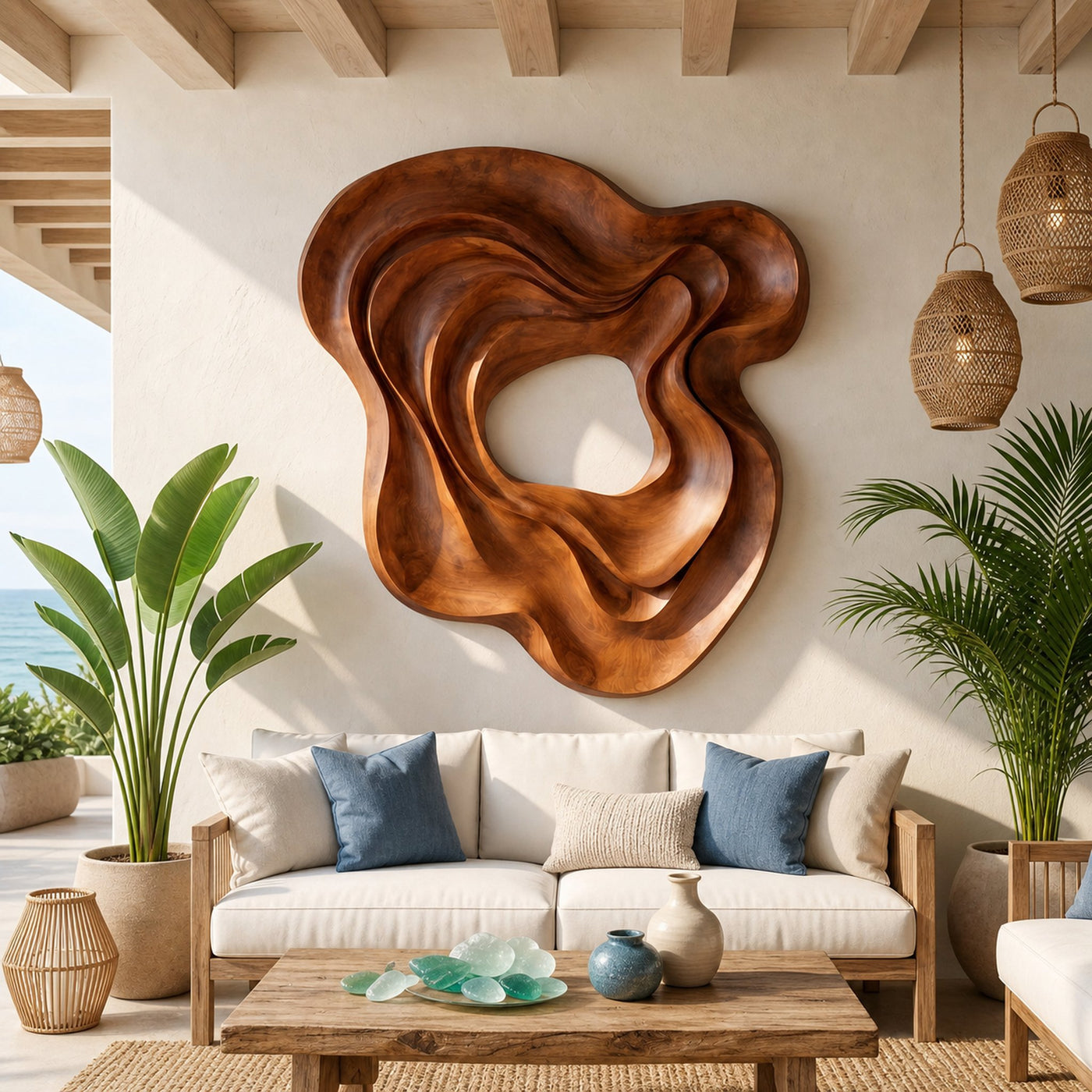 Scandinavian Abstract Wall Panel Decor For Entryway Area