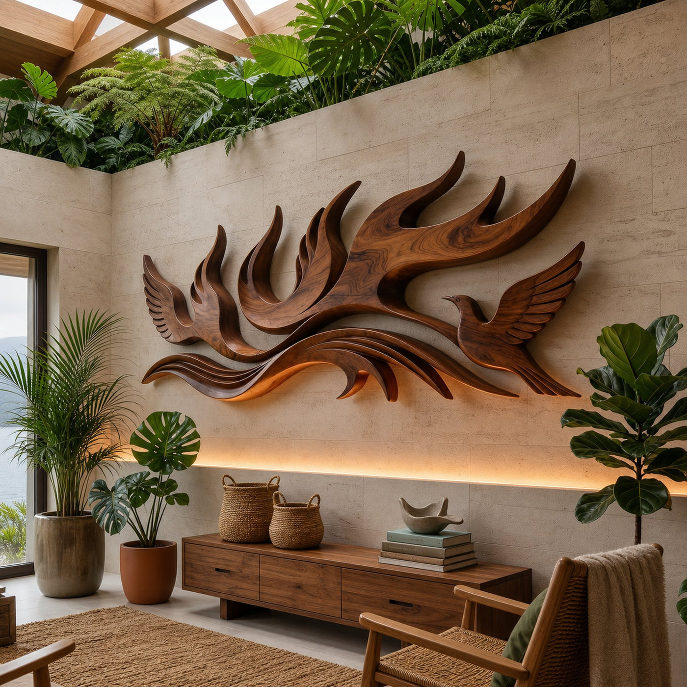 Scandinavian Contour Wall Decor For Lake House Interior