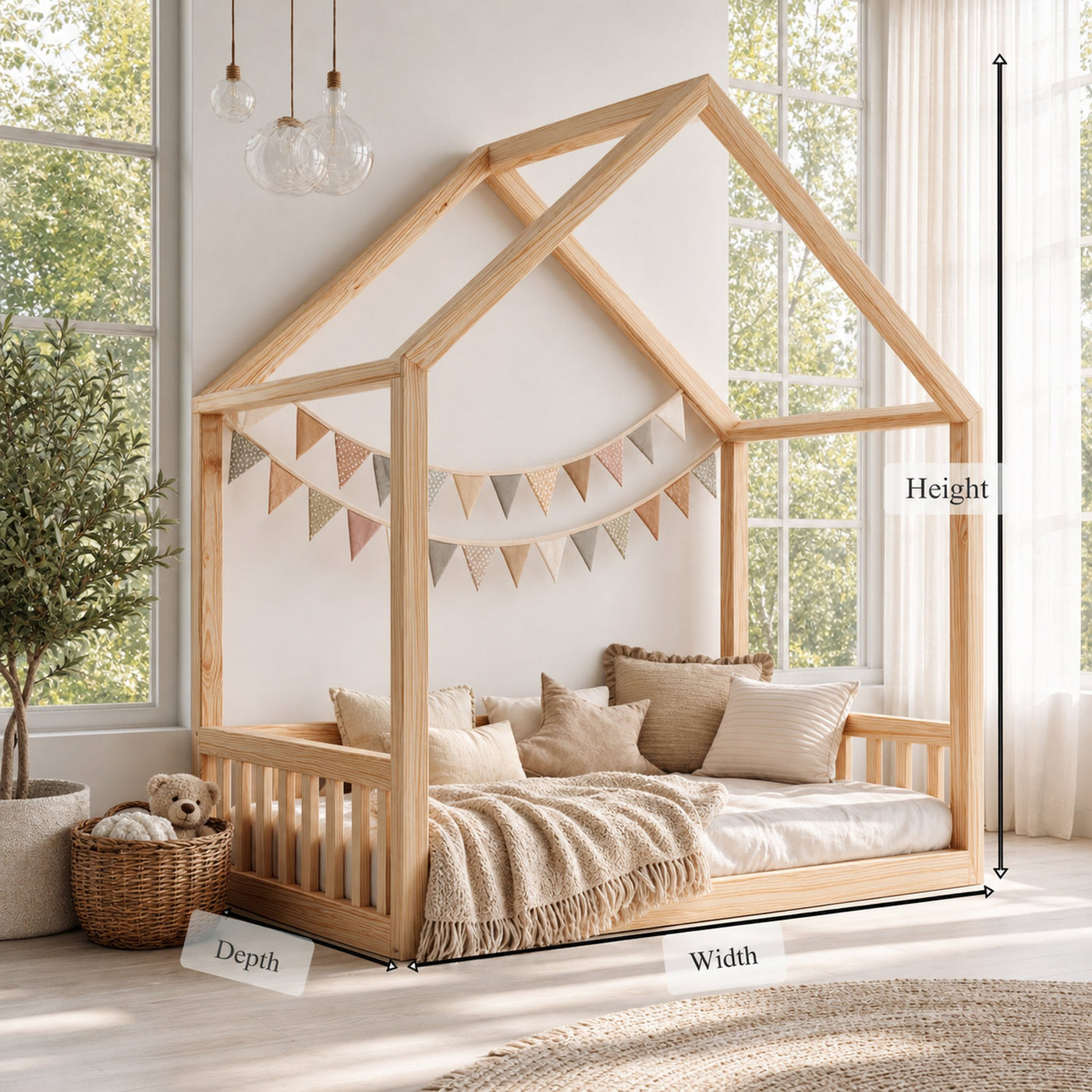 Scandinavian Floor House Bed Kids Bedroom Nursery - product view 6