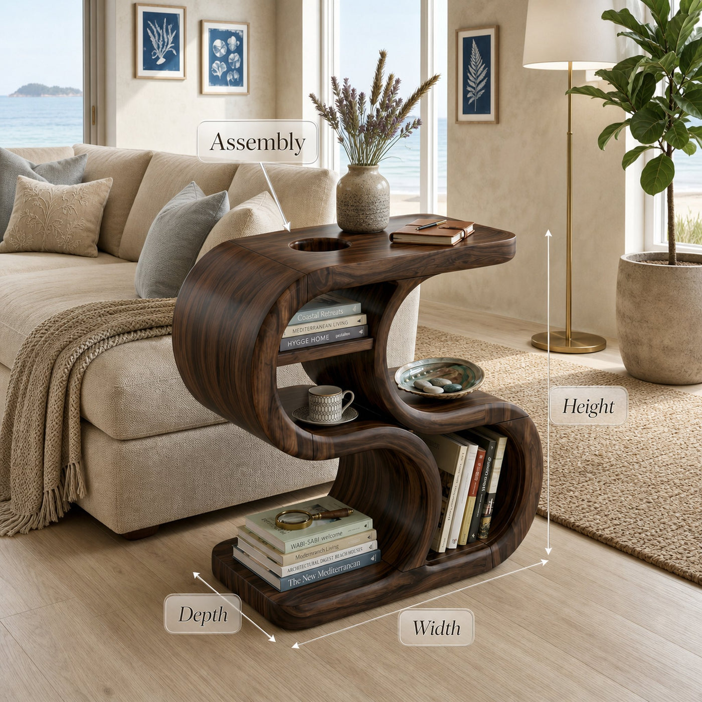 Scandinavian Organic Accent Table For Resort Interior Space - product view 8