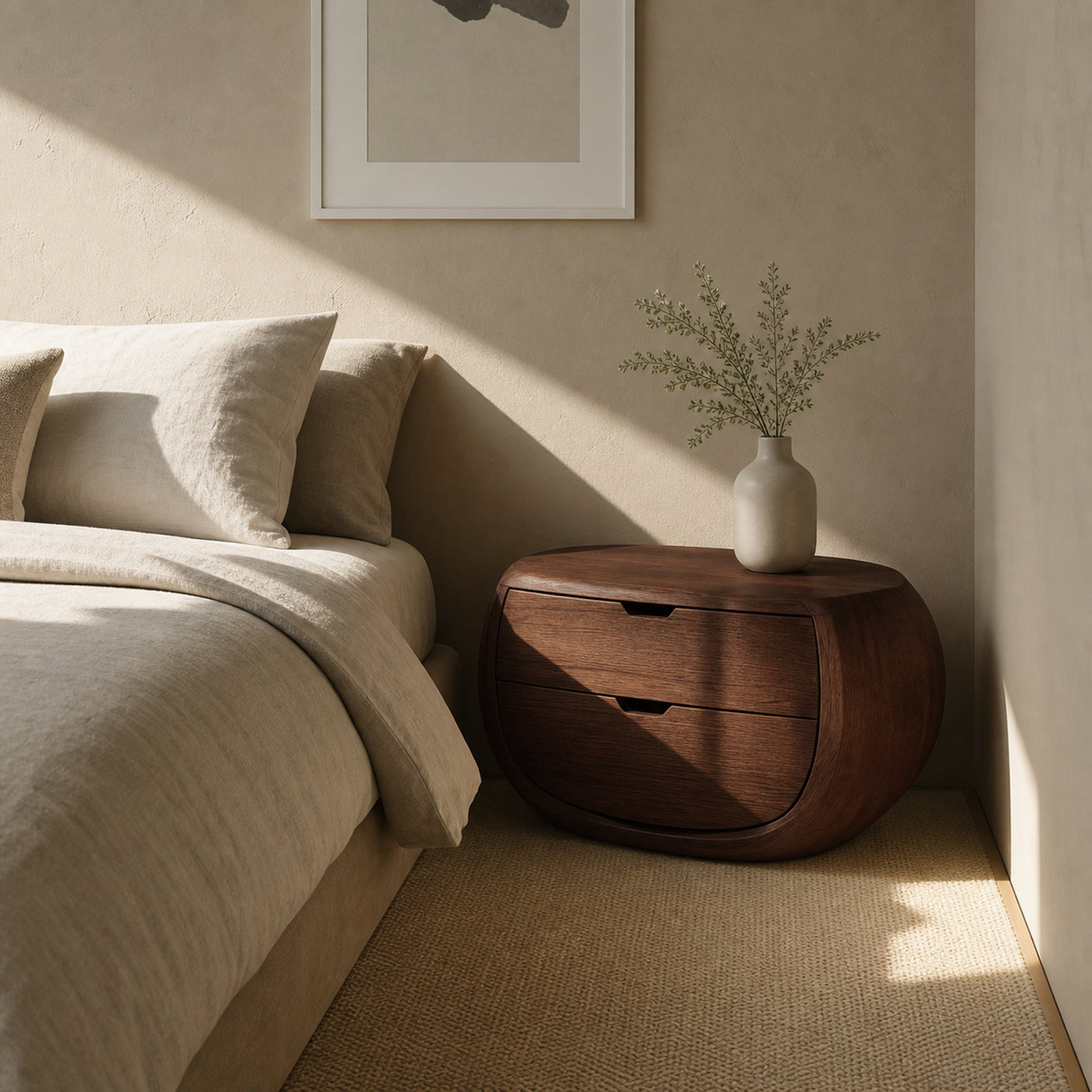 Scandinavian Organic Nightstand With Rounded Form For Bedroom - product view 7