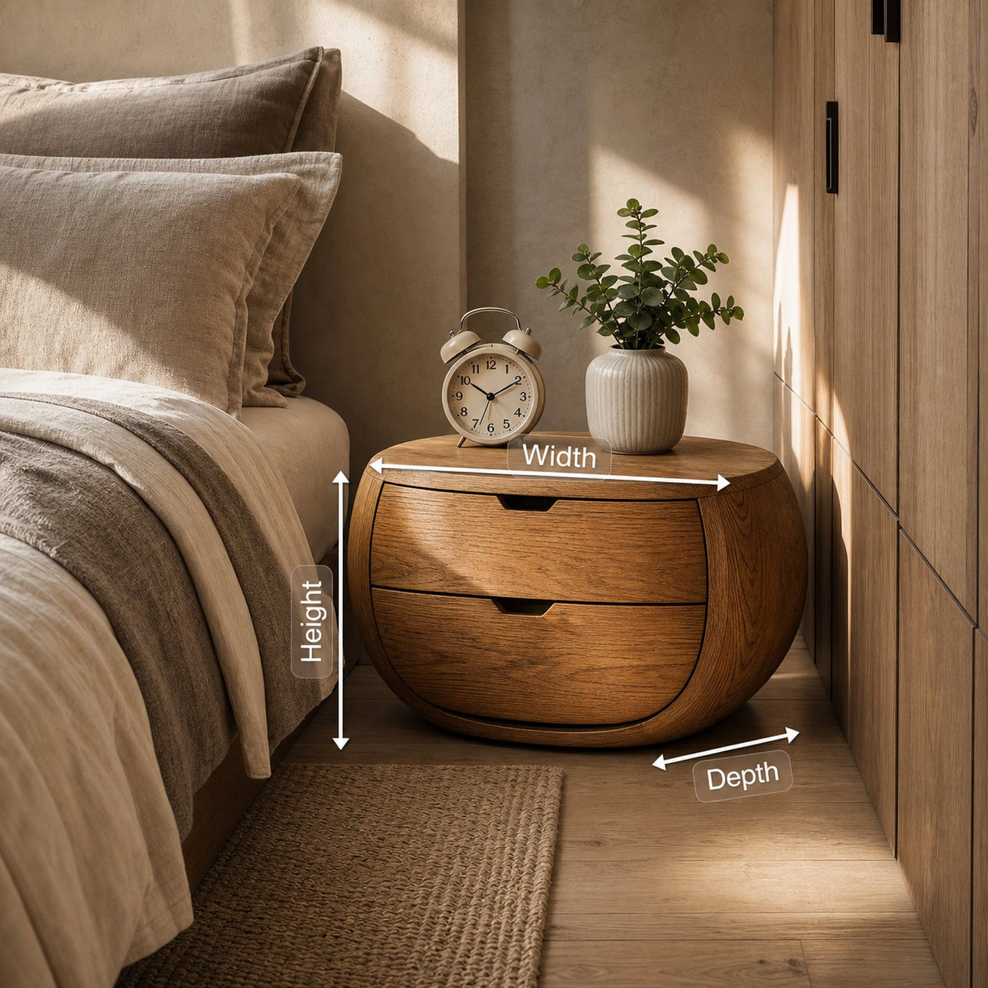 Scandinavian Organic Nightstand With Rounded Form For Bedroom - product view 8