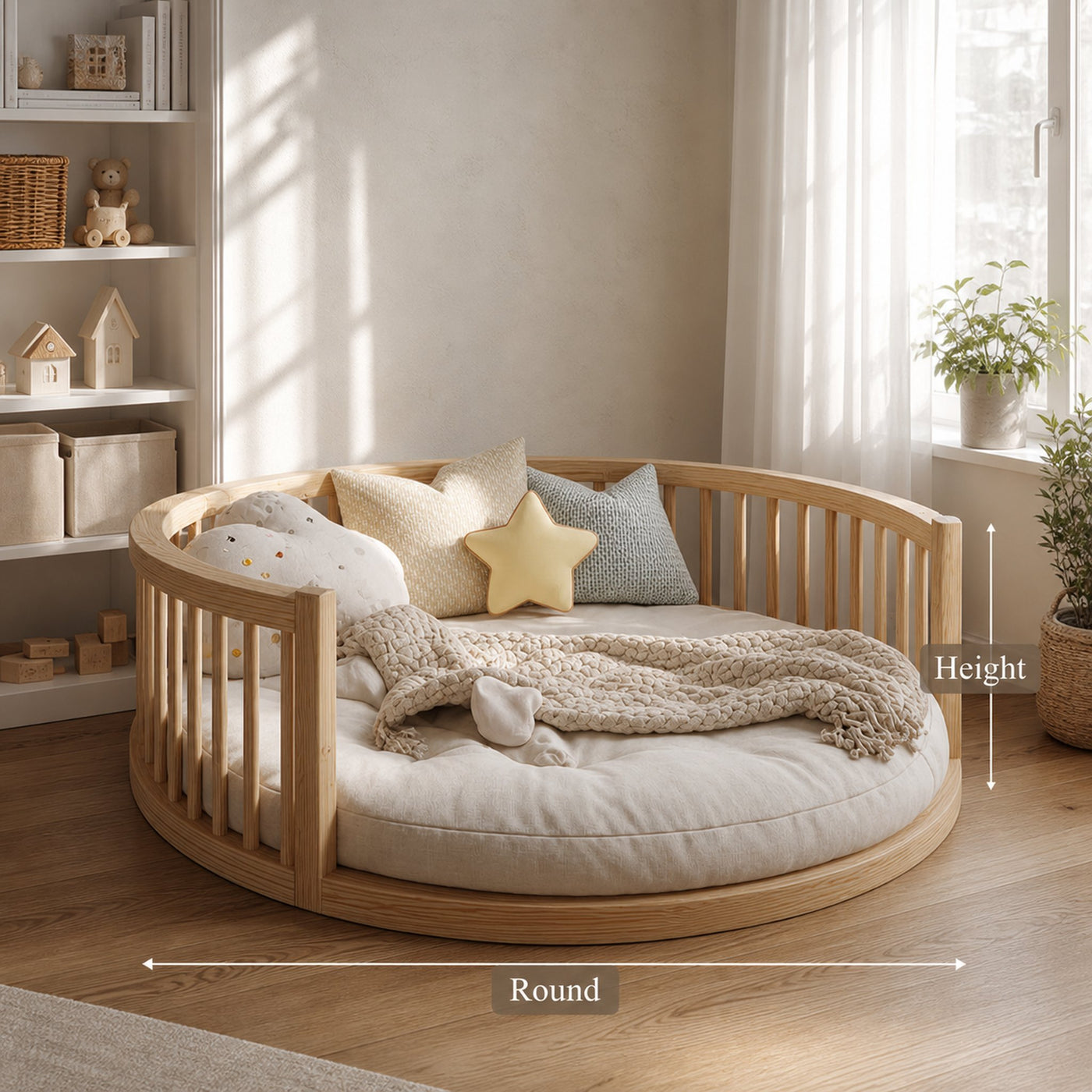 Scandinavian Round Toddler Bed Kids Bedroom - product view 6