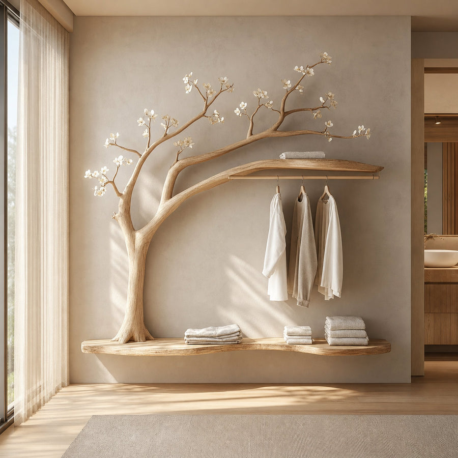 Scandinavian Tree Wardrobe Solid Wood Handcrafted Bedroom Storage