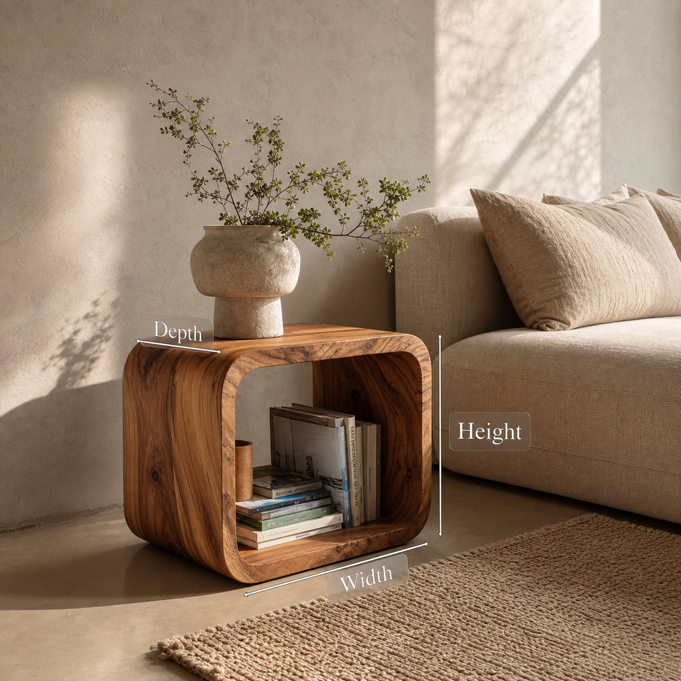 Scandinavian Wood Nightstand For Bedroom Decor - product view 7