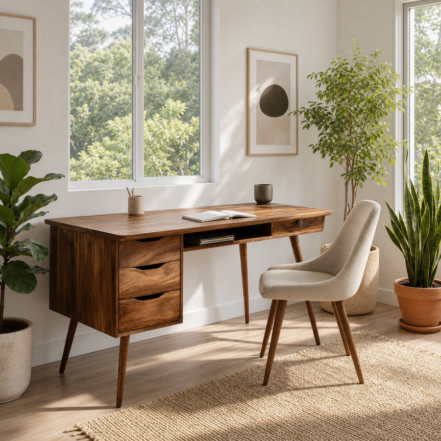 Scandinavian Wooden Writing Desk For Home Office