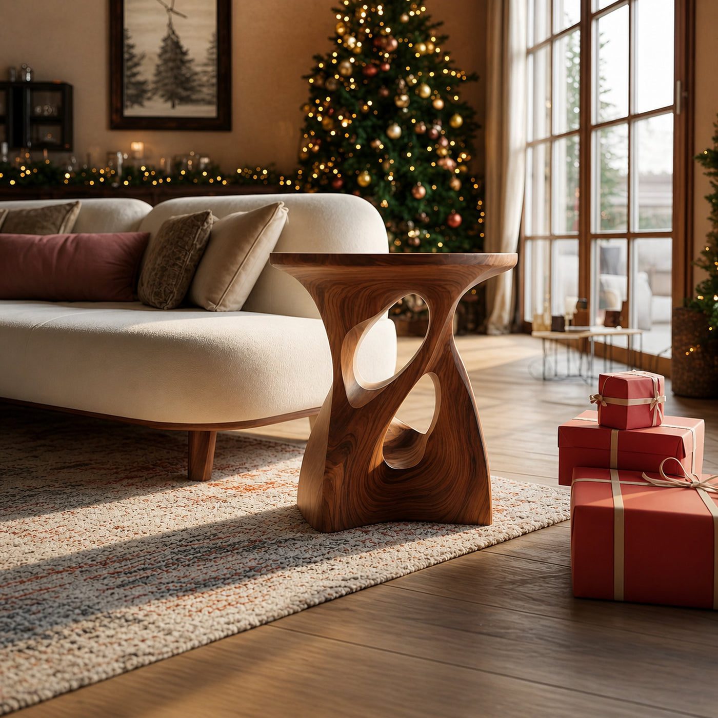 Sculptural Curved Side Table For Holiday Decoration