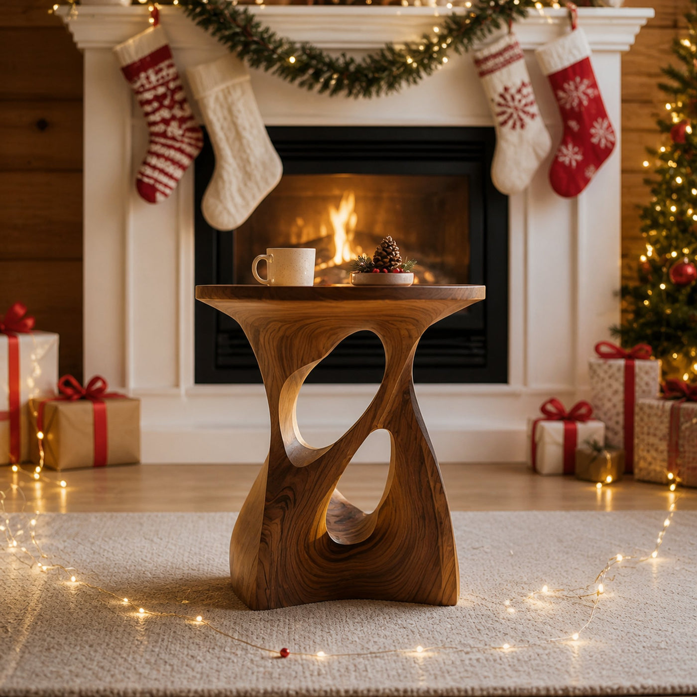 Sculptural Curved Side Table For Holiday Decoration - product view 6