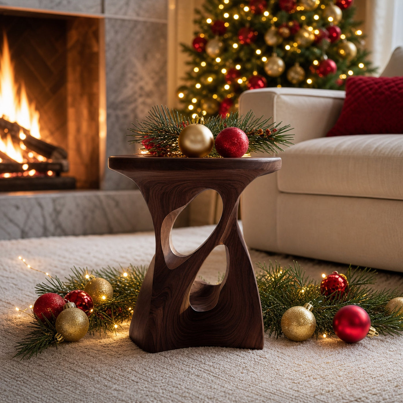 Sculptural Curved Side Table For Holiday Decoration - product view 7