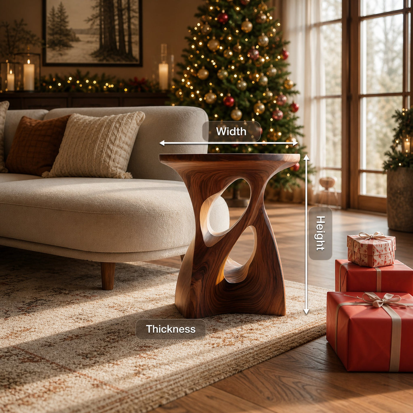 Sculptural Curved Side Table For Holiday Decoration - product view 8